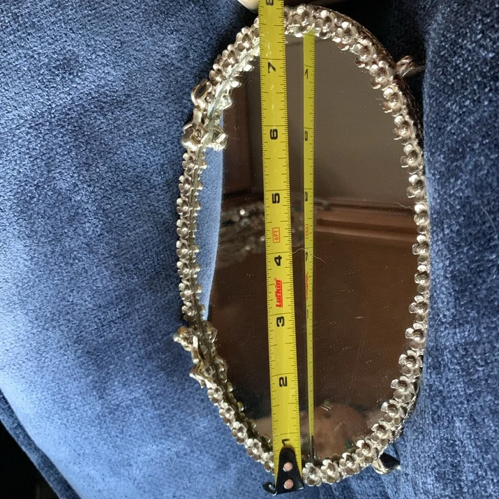 Vintage Sam Fink Silver Tone Mirrored Vanity Tray